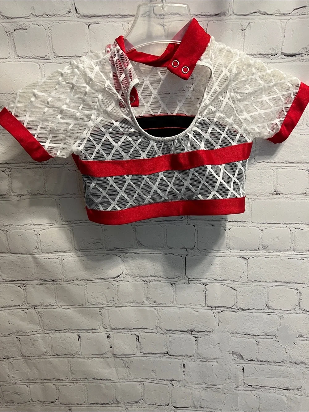 Revolution Own It White and Red Mesh Dance Costume